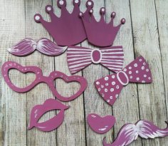 Laser Cut Mustaches Party Decorations Free Vector