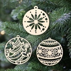 Laser Cut Christmas Tree Decorations Baubles Free Vector