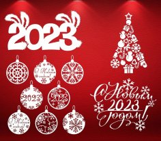 Decorazioni natalizie per capodanno 2023 tagliate al laser
