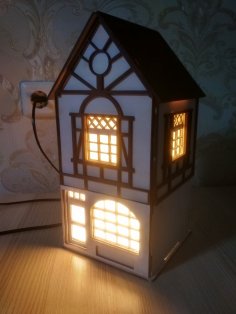 House Shaped Night Light Lamp Laser Cut CNC Plans DXF File