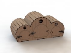 لعبة منزل خشبي مقطوع بالليزر لقالب ثلاثي الأبعاد للأطفال