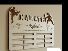 Laser Cut Martial Arts Medal Display Hanger Free Vector