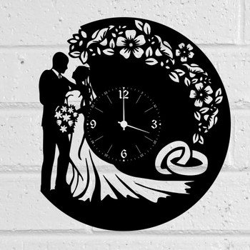 Laser Cut Wedding Vinyl Record Wall Clock DXF File