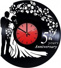 Horloge murale en vinyle de mariage découpée au laser