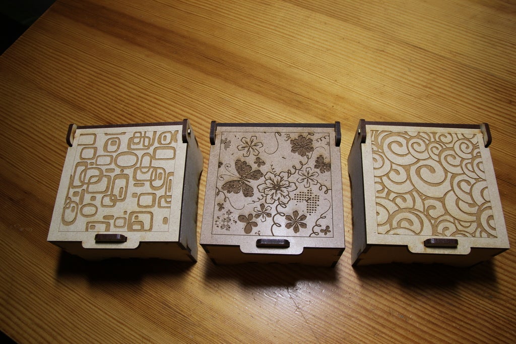 Laser Cut Engraved Jewelry Boxes DXF File