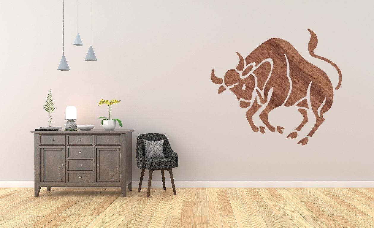 Arte de pared de toro cortado con láser Mural de pared de toro