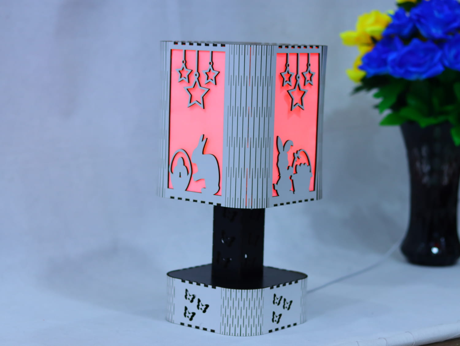 Laser Cut Easter Decorative Table Lamp Free Vector