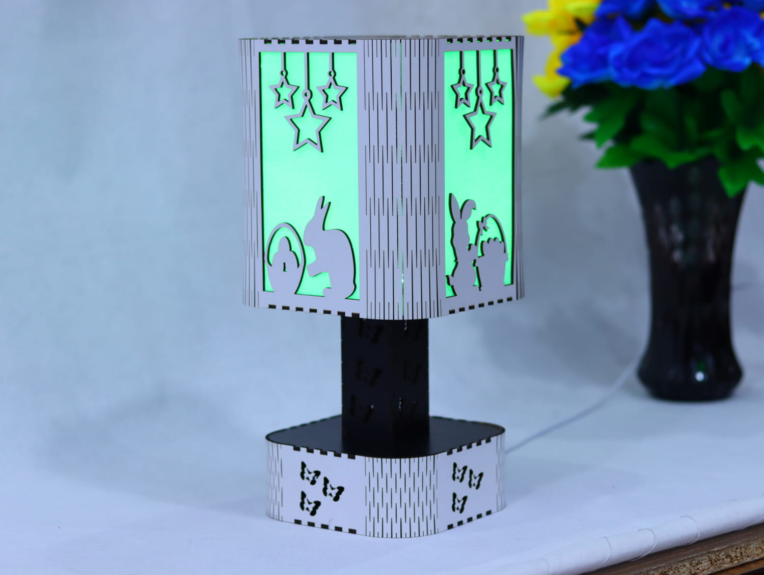 Laser Cut Easter Decorative Table Lamp Free Vector