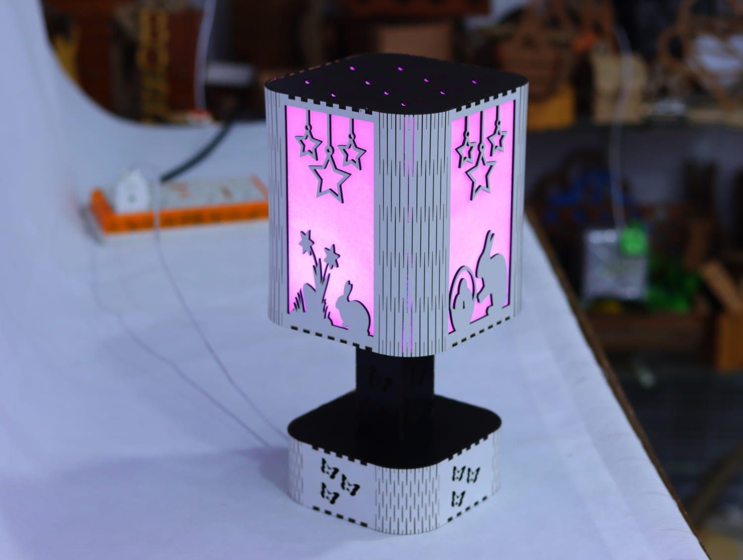 Laser Cut Easter Decorative Table Lamp Free Vector