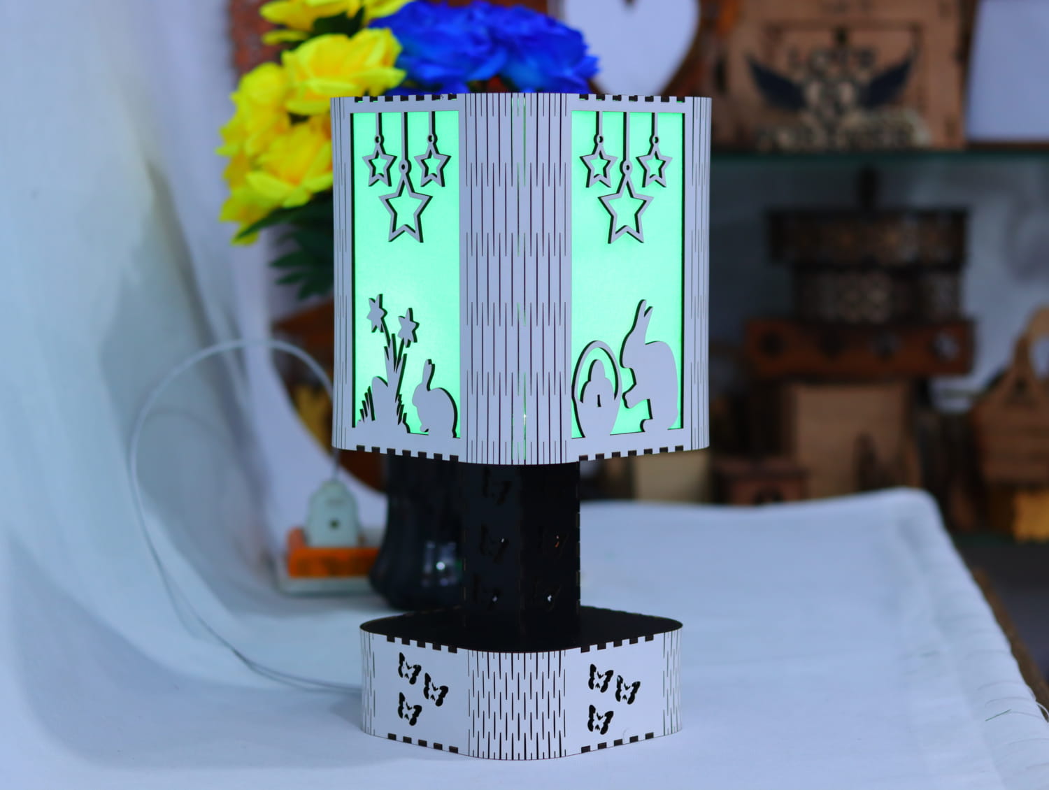 Laser Cut Easter Decorative Table Lamp Free Vector