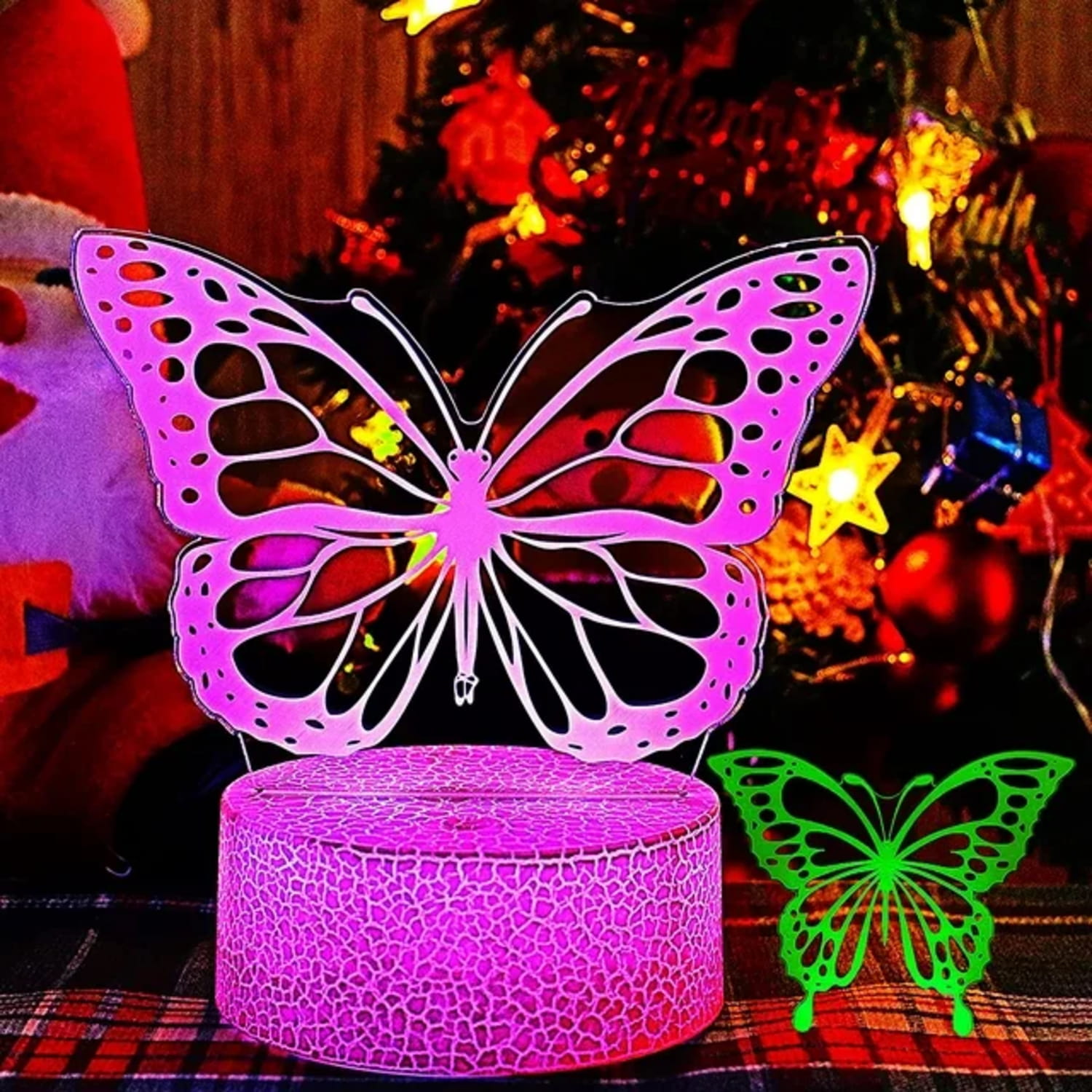 Laser Cut Butterfly 3D Illusion Night Lamp Free Vector