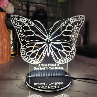 Laser Cut Butterfly 3D Illusion Night Lamp Free Vector