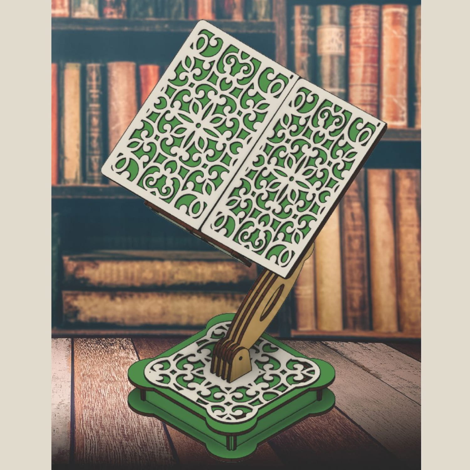 Laser Cut Adjustable Wooden Quran Stand Rehal Free Vector