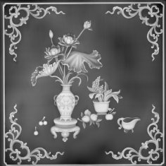 Рельеф в оттенках серого с цветочным дизайном для ЧПУ