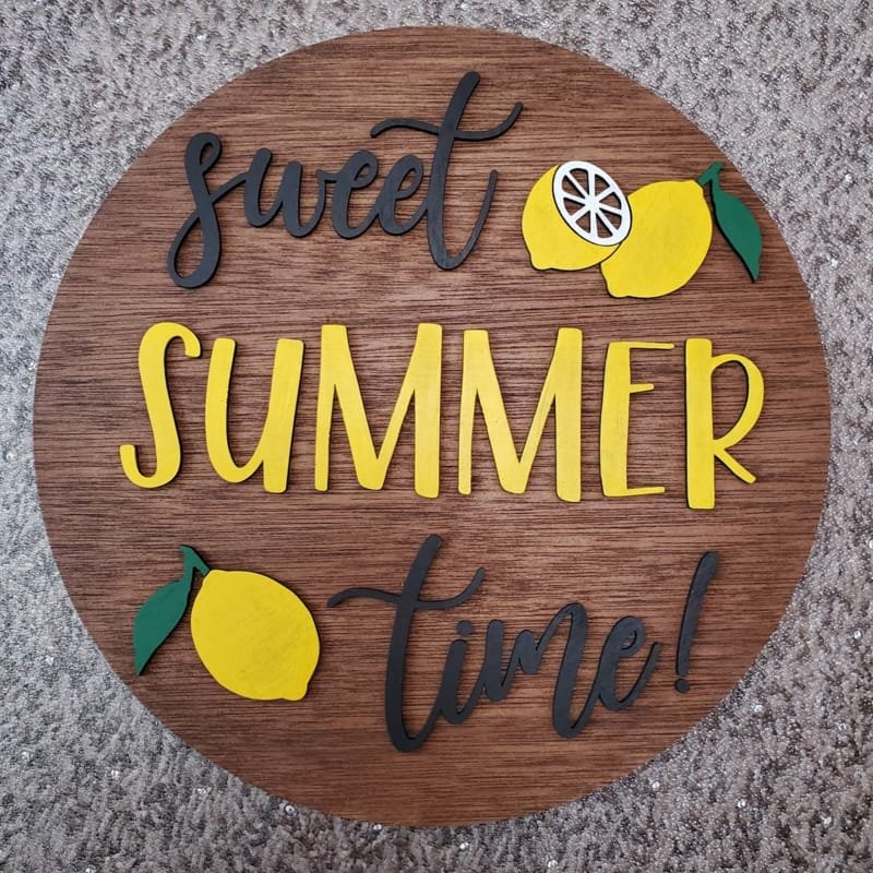 Laser Cut Sweet Summer Time Lemon Decor Door Hanger