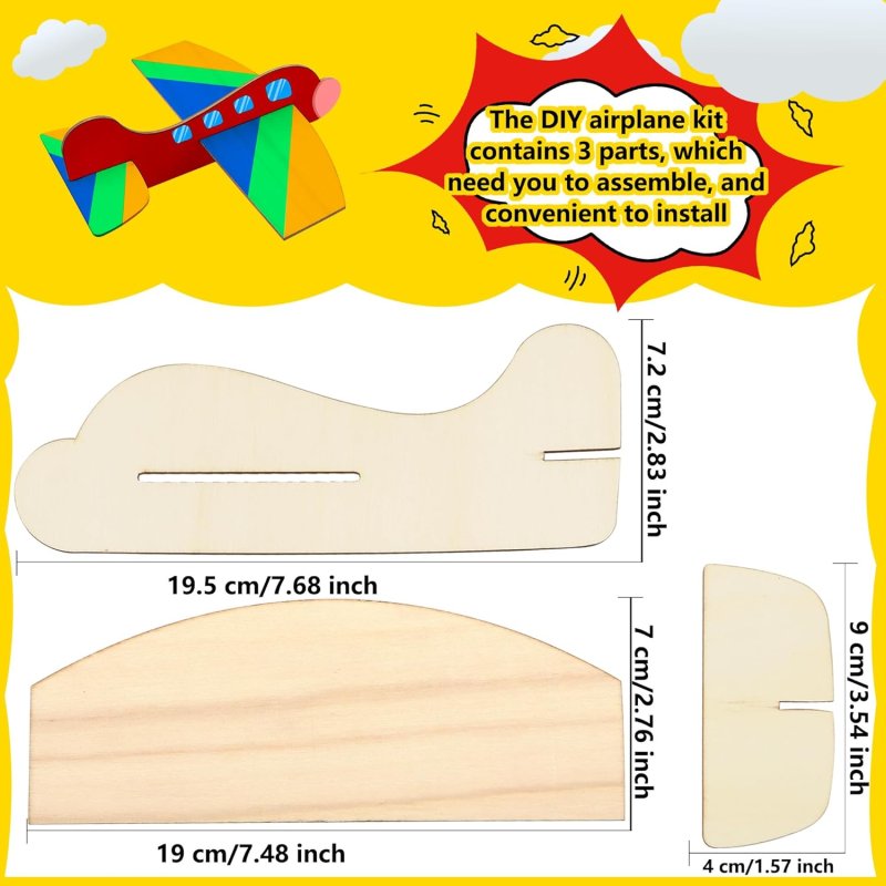 Laser Cut Unfinished Wooden Plane Toys DIY Paint Plane Craft Make Your Own 3D Airplane Kit Wood Airplanes Model Handicraft for Kids
