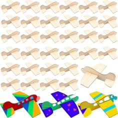 Laser Cut Unfinished Wooden Plane Toys DIY Paint Plane Craft Make Your Own 3D Airplane Kit Wood Airplanes Model Handicraft for Kids