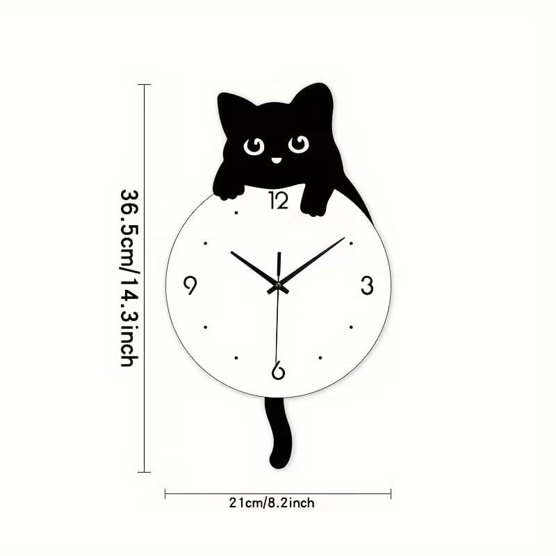 Laser Cut Acrylic Cartoon Cat Wall Clock – Kids Room Cat Decor