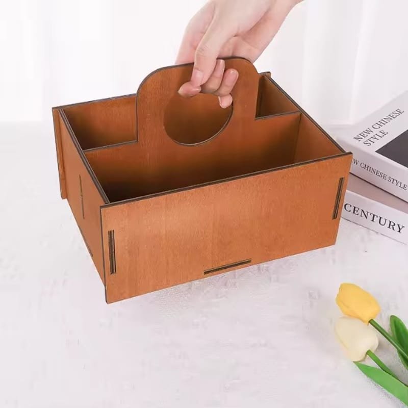 Laser Cut Wooden Portable Storage Box