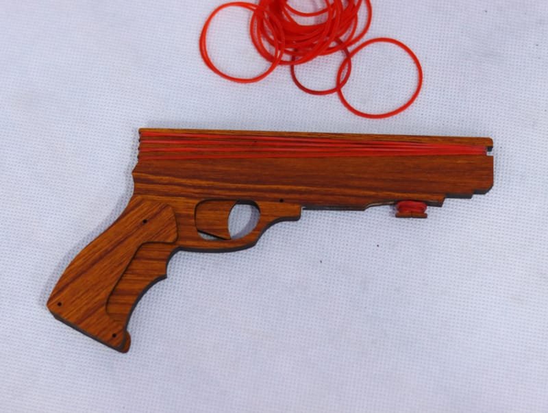 Laser Cut Rubber Band Gun Toy