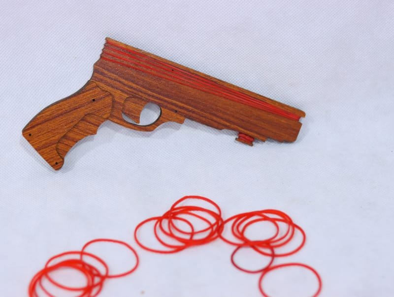 Laser Cut Rubber Band Gun Toy