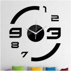 Laser Cut Futuristic Large Frameless Wall Clock – DIY Circle with Numbers Wall Clock