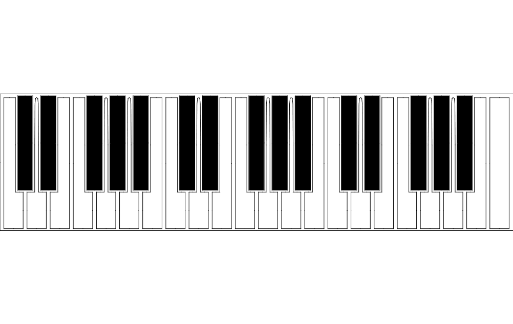 Файл dxf силуэта клавиатуры фортепиано
