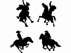 Arquivo dxf de silhuetas de cowboy a cavalo