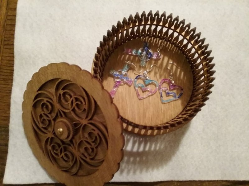 Laser Cut Round Jewelry Box DXF File