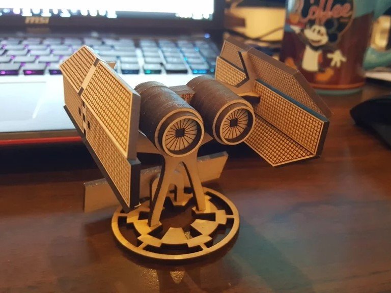 Laser Cut Mini Star Wars TIE Bomber With Stand Free Vector