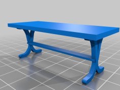 Quarter Scale Simple Trestle Table (28mm) 3D Printer Model