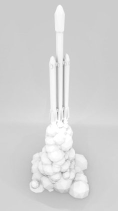 Low Poly Falcon Heavy At Launch 3D Printer Model