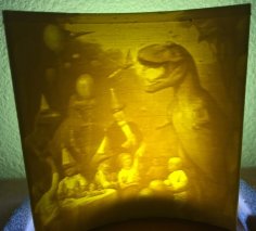 Lithophane Of A T-Rex Birthday Party 3D Printer Model