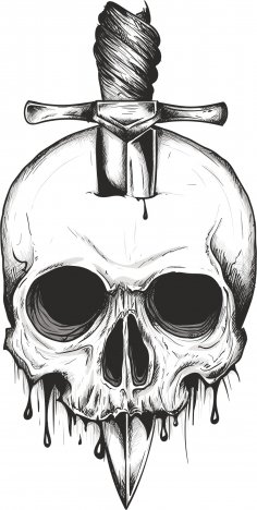 Sword Skull Print Free Vector