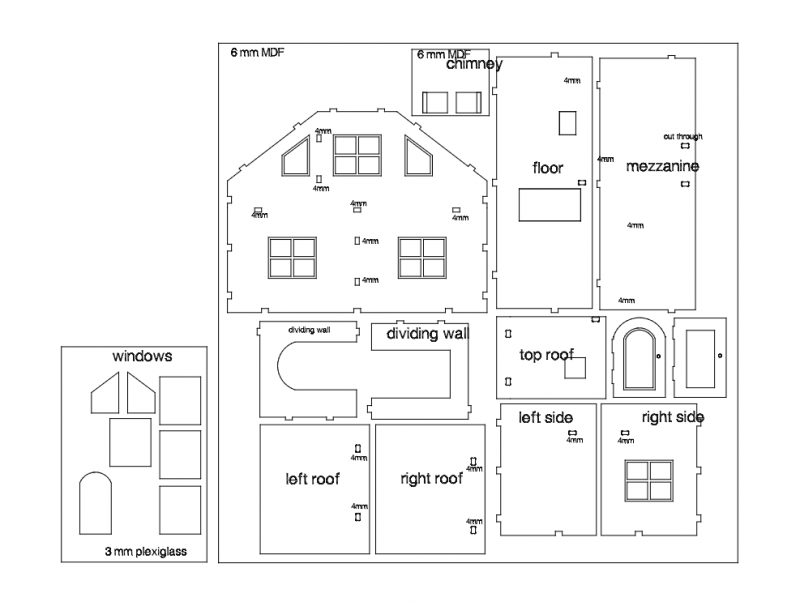 Download Small Doll House dxf File Free Download - 3axis.co