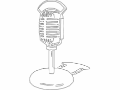 Old Fashion Radio Microphone Hg Wht dxf File