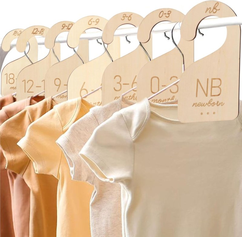 Laser Cut Baby Closet Dividers Wooden Clothes Size Markers for Babies Organize Babies Closet Hanger