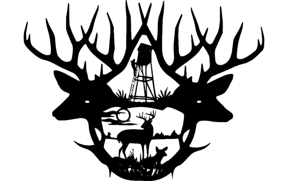 Download 2 Deer Antlers dxf File Free Download - 3axis.co