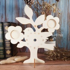 Laser Cut Bird and Tree Wooden Table Clock with Photo Frames