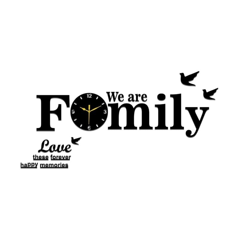 Laser Cut We Are Family Wall Clock – Stylish Modern Family Clock Living Room Decor