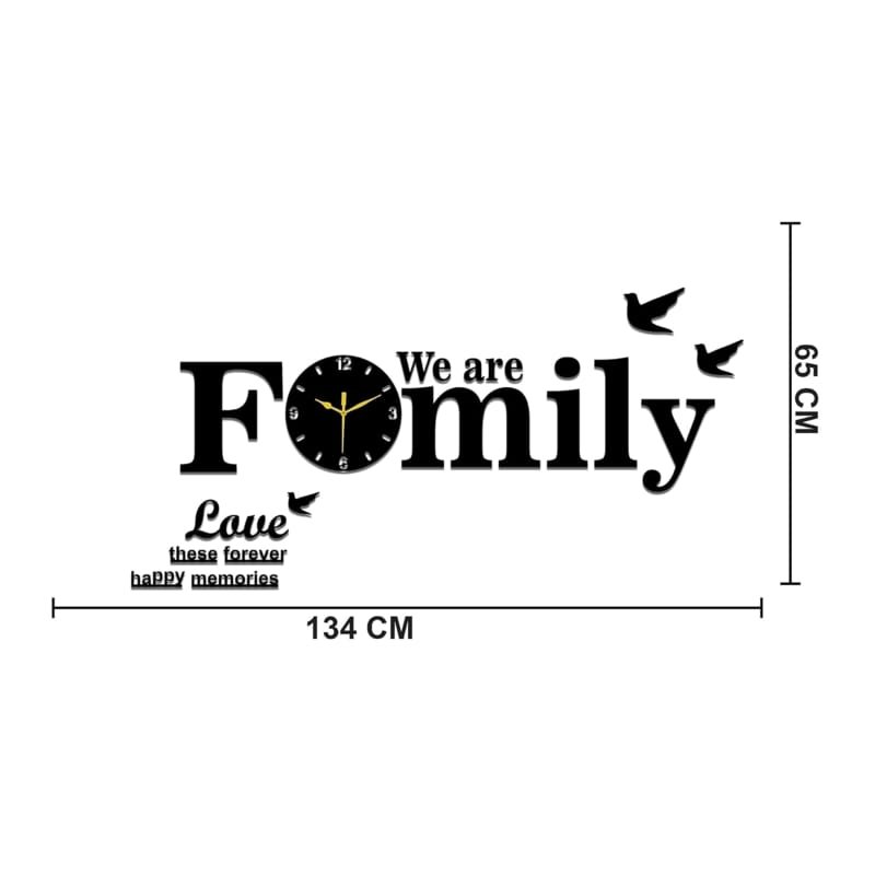 Laser Cut We Are Family Wall Clock – Stylish Modern Family Clock Living Room Decor