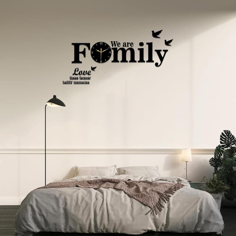 Laser Cut We Are Family Wall Clock – Stylish Modern Family Clock Living Room Decor