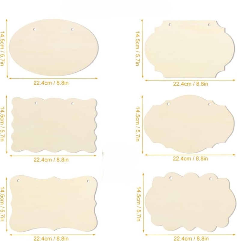 Laser Cut Unfinished Rectangle Hanging Wood Sign Blanks for DIY Crafts