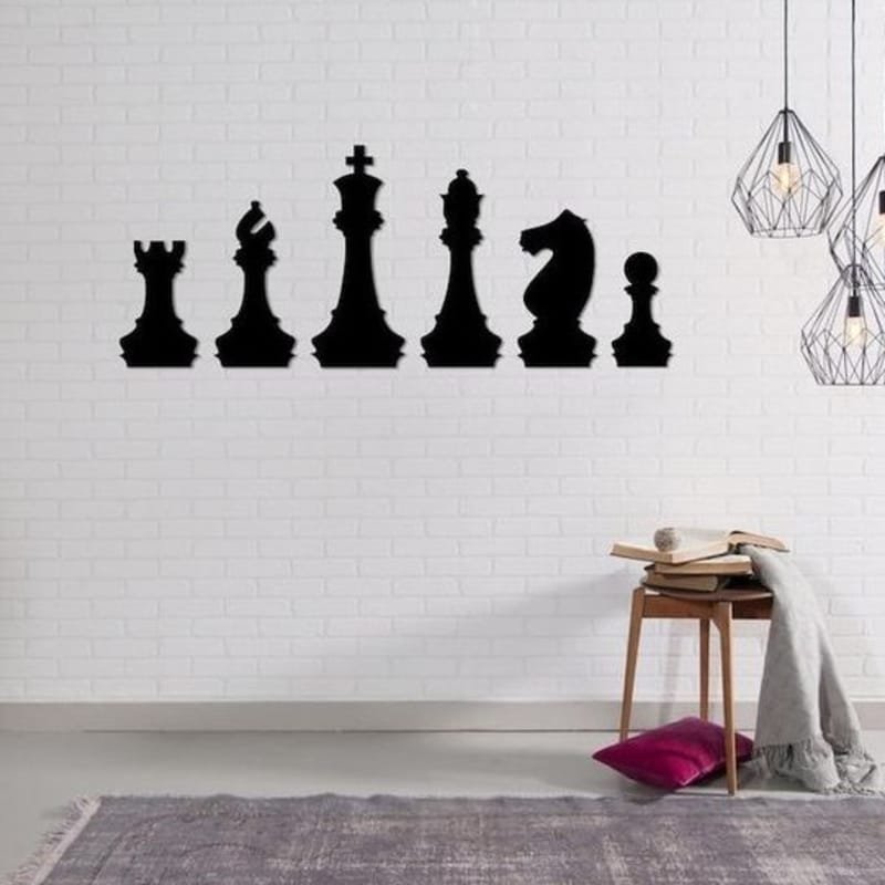 Laser Cut Chess Board Pieces Wall Decor