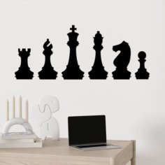 Laser Cut Chess Board Pieces Wall Decor
