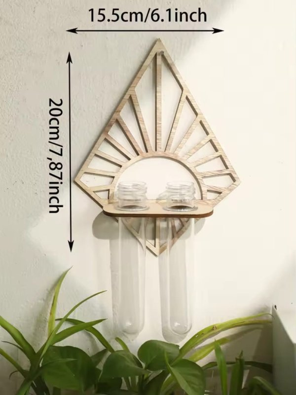 Laser Cut Wall Mounted Propagation Station Wooden Hanging Plant Stand For Indoor Plants