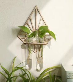 Laser Cut Wall Mounted Propagation Station Wooden Hanging Plant Stand For Indoor Plants