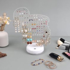 Laser Cut Earring Organizer – Girl Head Stud Earrings Holder Stand – Acrylic Clear Earring Storage Board