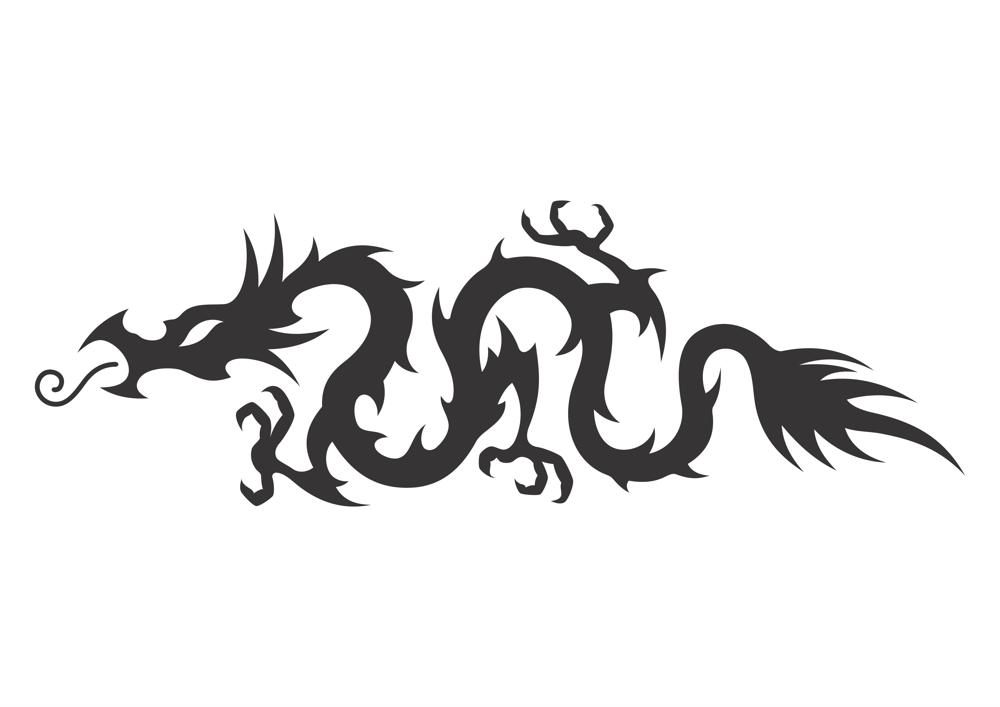 Vetor de tatuagem de dragão tribal oco medieval