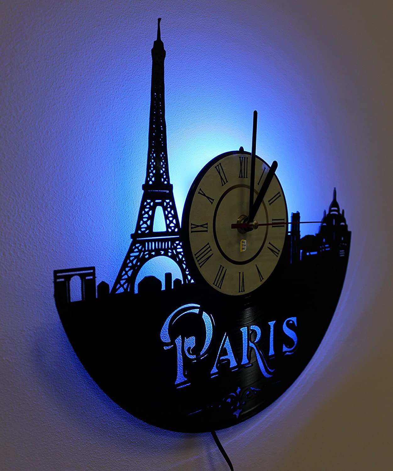 Laser Cut Paris France Vinyl Record Wall Clock DXF File